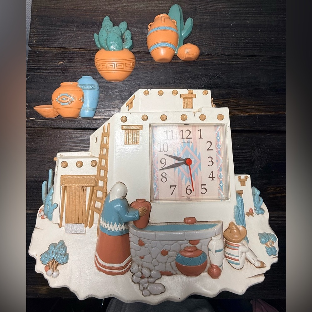 1995 Burwood Homco Southwest Clock & Wall Decor